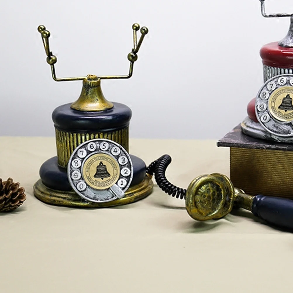 

Telephone Booth Shaped Retro Desktop Decoration Blue Creative Resin Craft Home Living Room Bedroom Ornament Desktop Decoration