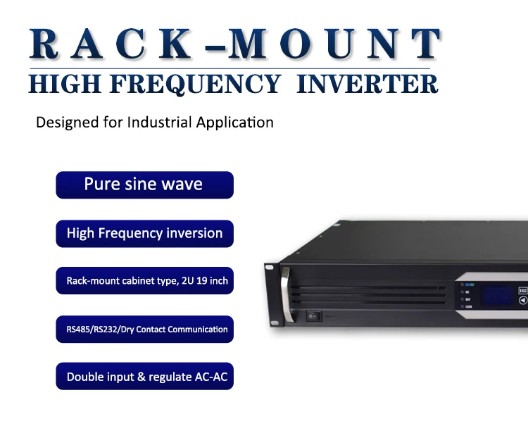 Auto Protection Intelligent Voltage Regulation 220VDC 220VAC 5KVA Single Phase Rack Mount Pure Sine Wave Power Inverter