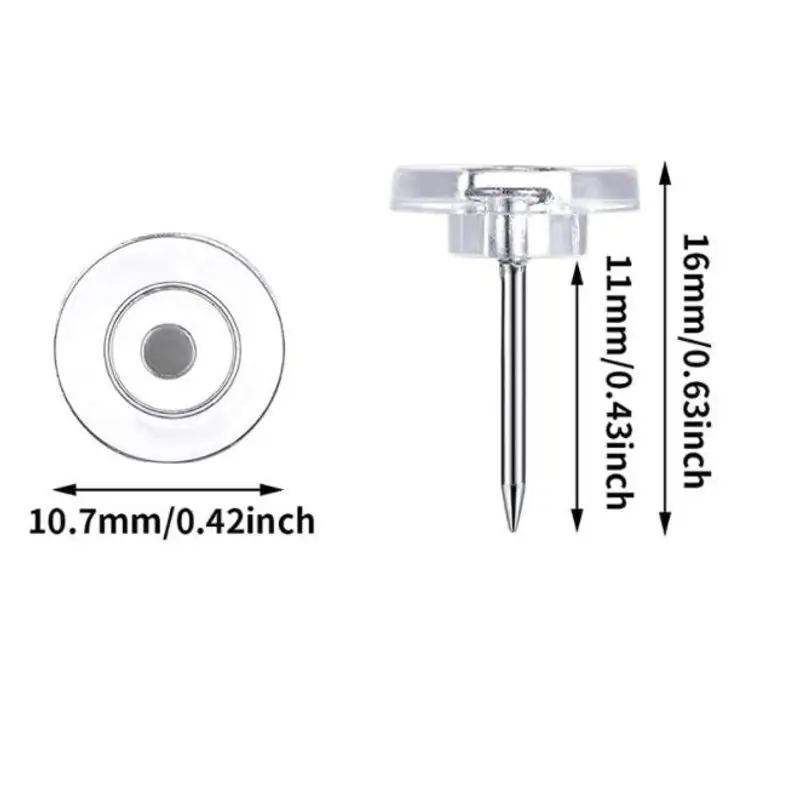 투명 맵 핀, 다목적 플랫 라운드 푸시핀 장식, 엄지 압정, 50 개