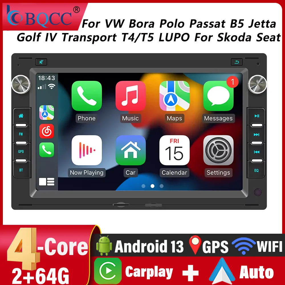 

BQCC 7 Inch Car Radio Android Navigation MP5 Touch Screen Wireless CarPlay Android Auto Android Universal for Volkswagen Lingyue