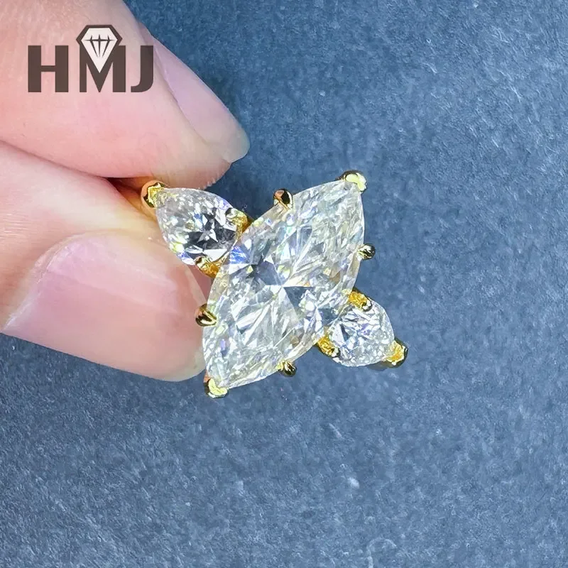 3ct Moissanit-Ringe, Marquise-Schliff, 7x14mm, D-Farbe, VVS1, 925 Sterling Silber, für Liebesantrag, Verlobungsring, Brautschmuck – Detail 7
