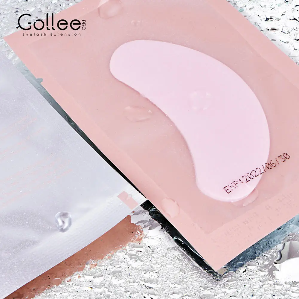 Gollee Pink Collagen Private Logo Eyelash Extension Patch Silicone Under Gel Gollee Eye Pads Eyepads For Eyelash Extensions Pads