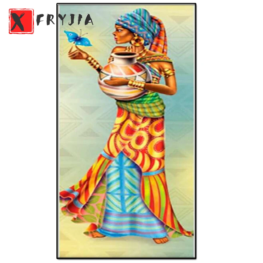 

Diamond Painting Butterfly African woman 5d Diamond Embroidery Full Display Diamond Mosaic Cross Stitch Rhinestone home Decor