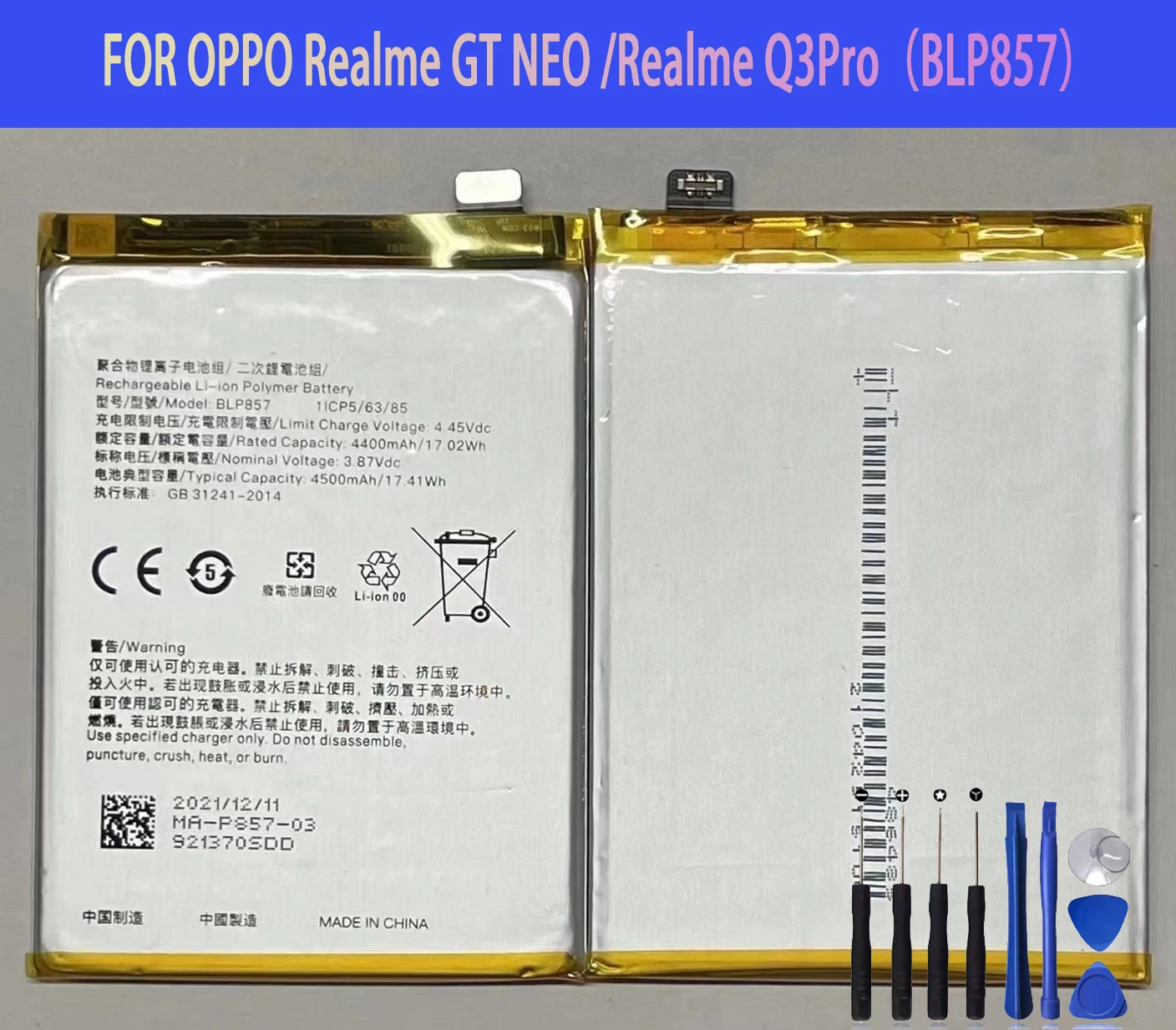 Original Capacity BLP857 Battery For FOR OPPO Realme GT NEO /Realme Q3Pro Batteries Bateria