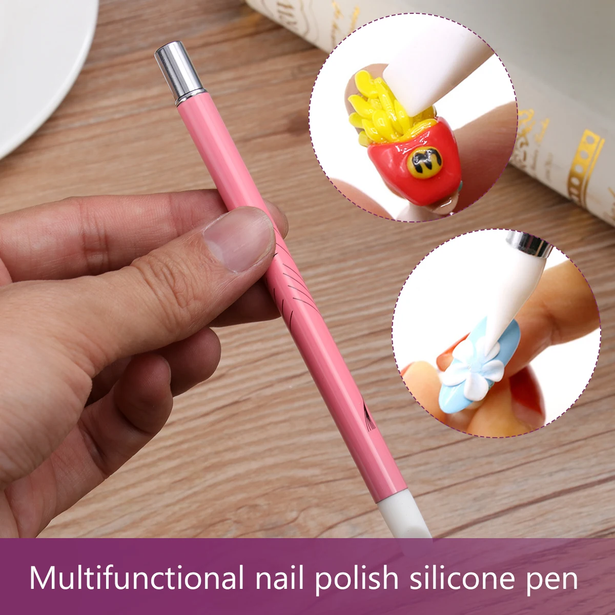 

5 Pcs Silicone Pen Assorted Color Brush Set Nail Liner Practical Tool Kit Lightweight