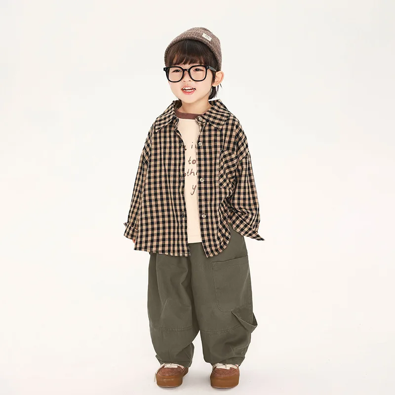 

Plaid Shirt Spring and Autumn Fashion Simple and All-match Casual Loose Korean Vintage Long Sleeve Plaid Shirt Coat
