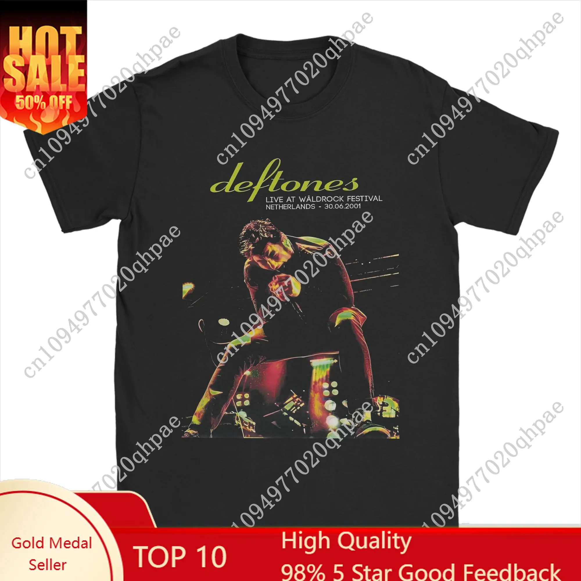 

Crazy Deftone Band T-Shirt Men Round Collar Pure Cotton T Shirt Punk Hip Hop Short Sleeve Tee Shirt Summer Clothes