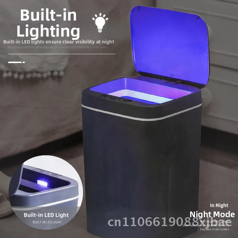 

Smart Sensor Trash Can Automatic Induction 12L Capacity Kitchen Bathroom Garbage Can with Lid Anti-Odor Plastic Toilet Trash Can