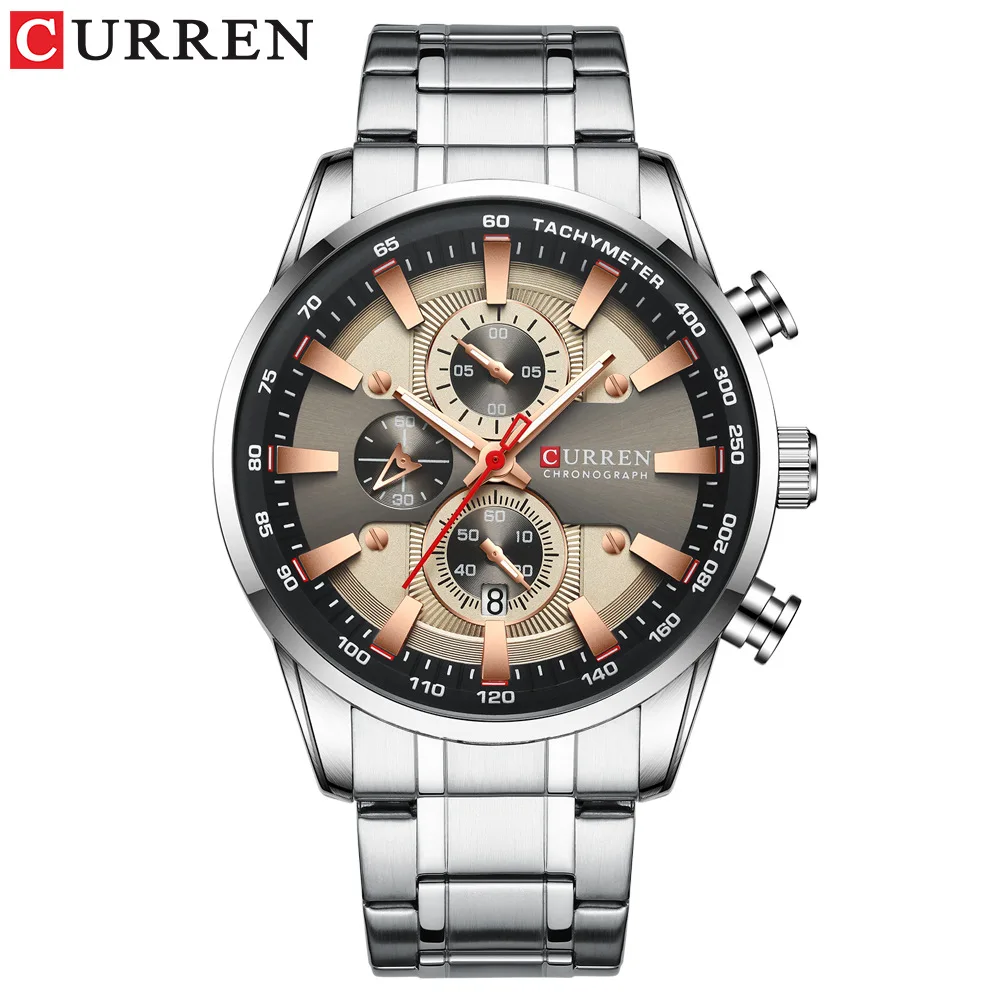 

CURREN 8351 Кварцевые часы для мужчин Многофункциональный хронограф с календарем Водонепроницаемые светящиеся спортивные модные мужские часы reloj hombre