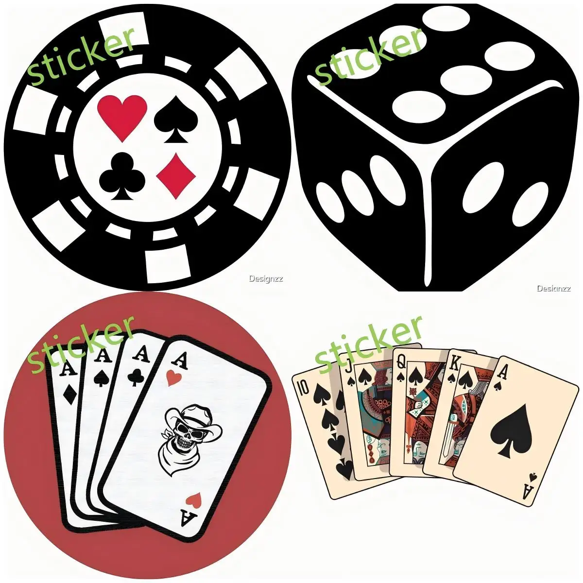 

Art Playing Card Stickers And Decal Bumper Window Cover Scratches Reflective Sunscreen Fashion
