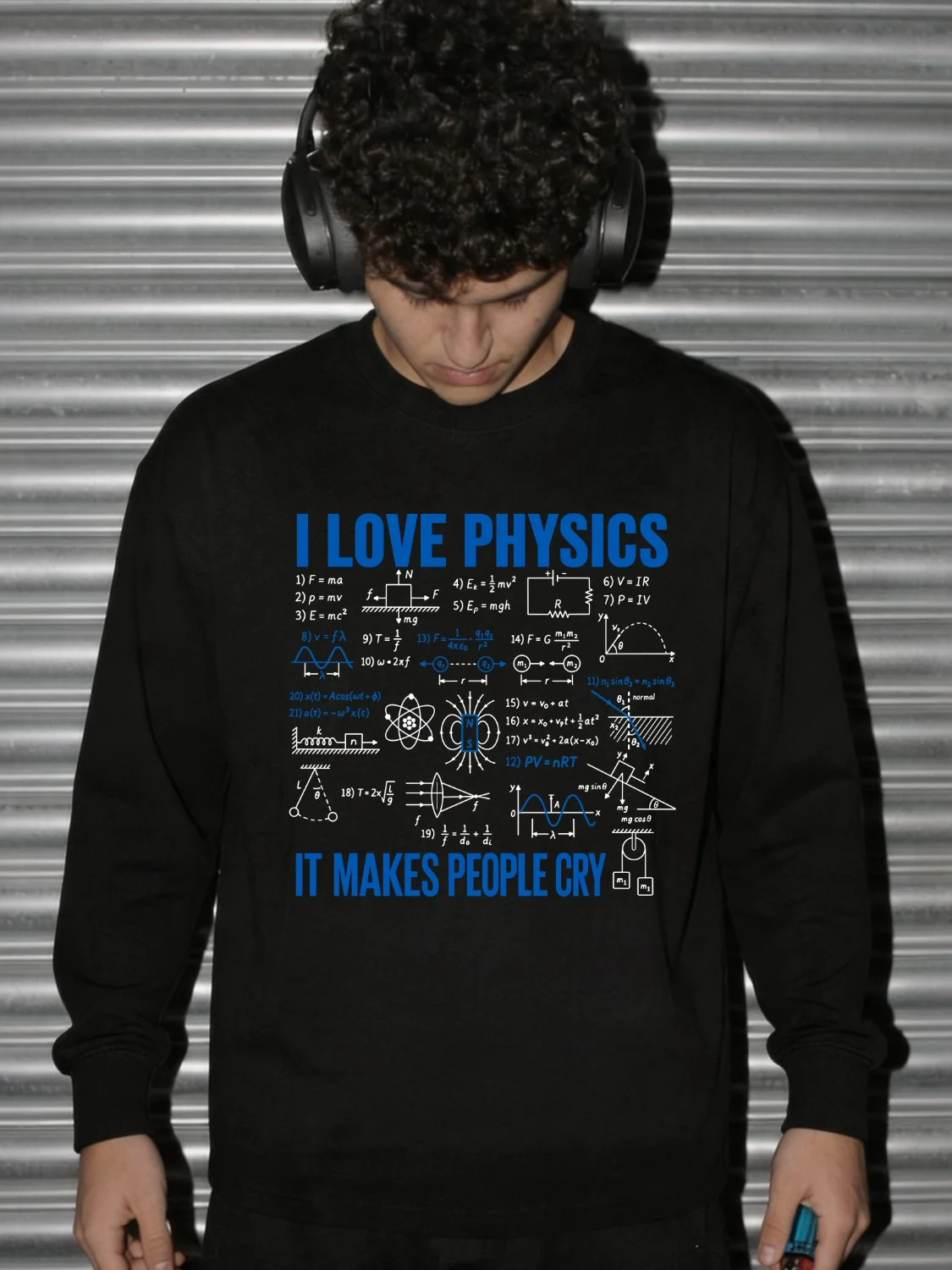 Long Sleeve Pure Cotton T-Shirt Unisex Loose Print High School Formula Fun Ins Love Physics Tee Breathable Soft Comfortable