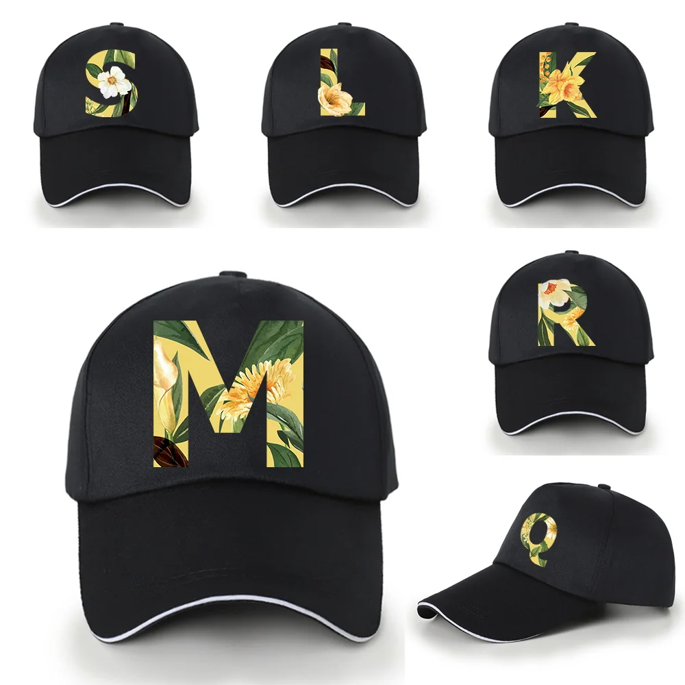 

Black Baseball Cap Floral Series Printing Wild Hip-hop Hat Hipster Must-have Peaked Cotton Cap Dad Casual Summer Outdoor Sun Hat