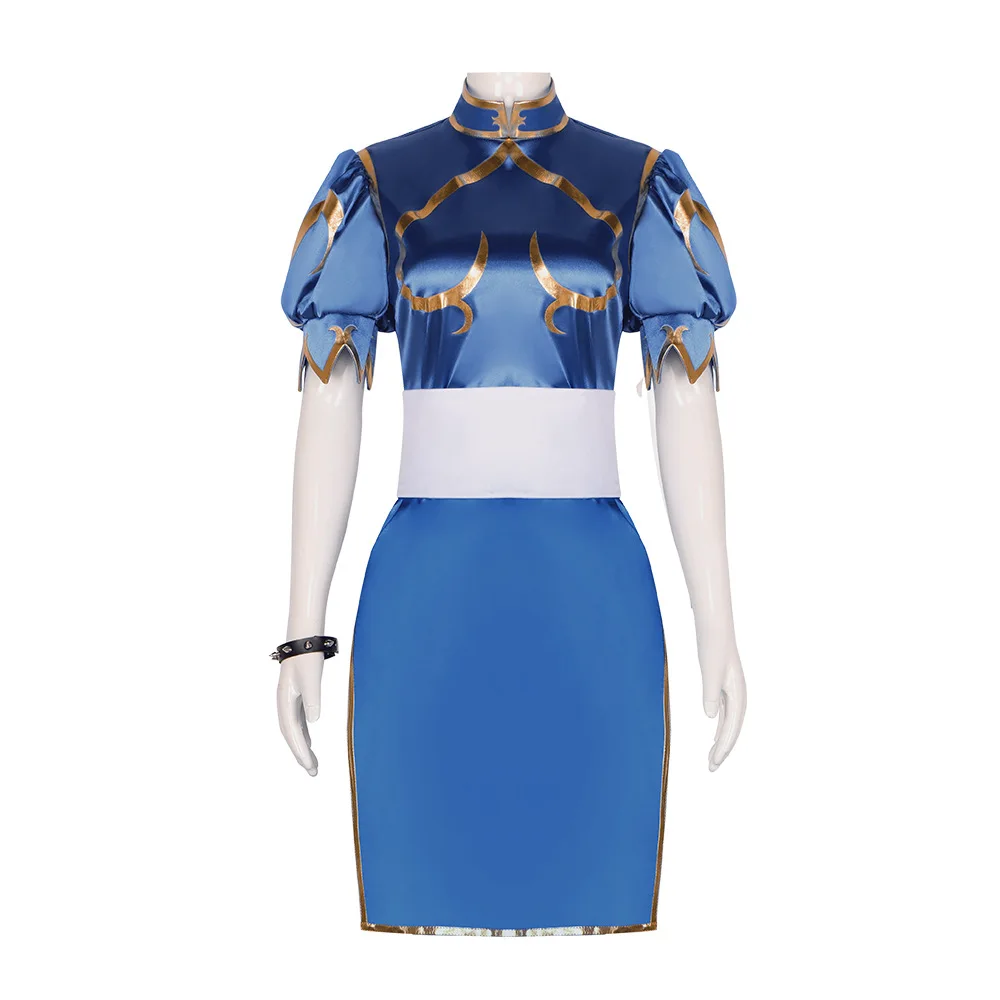 Chun-Li Cosplay Costumes Blue And Black Dress Game Uniform Halloween Carnival Party Dressing For Women