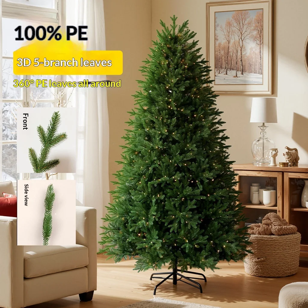 PE luxury Christmas tree new vertical 500-1000 warm white LED lights luminous dense bare tree  indoor use