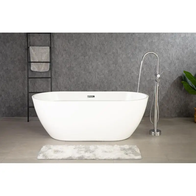 

Single Handle Floor Mounted Tub Faucet Chrome Finish Luxury Bathroom Fixture