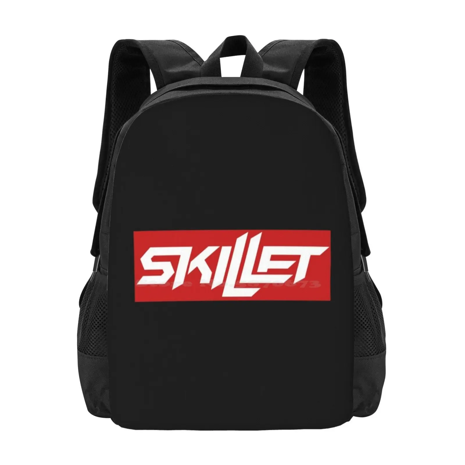 

Skillet Pattern Design Laptop Travel School Bags Skilet Band Name Logo Usa Skillet Red Black City Black Silhouette City Blanik