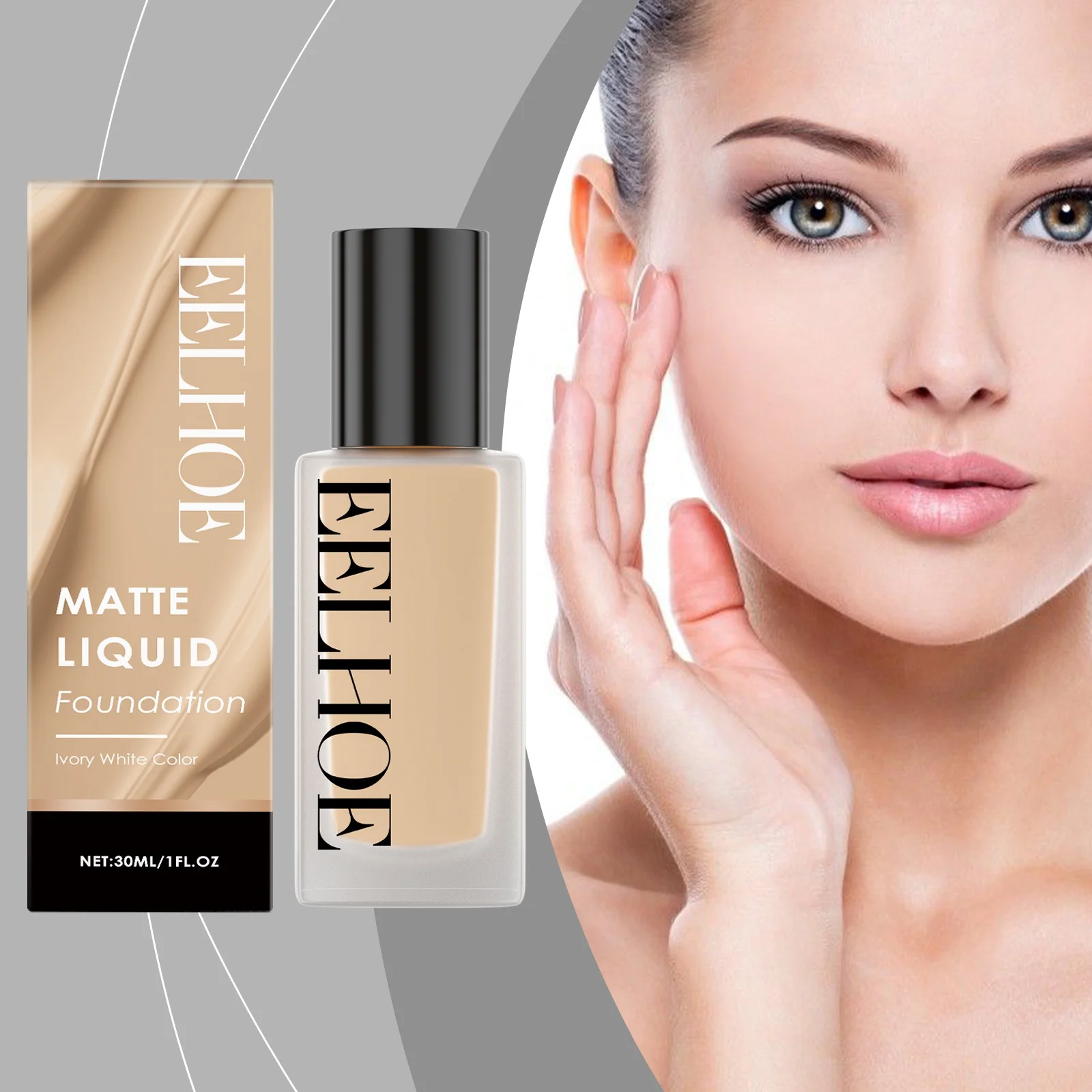 كريم أساس سائل عاجي أبيض غير لامع لا تشوبه شائبة يرطبًا وخفيفًا ويطبق على كريم الأساس السائل للمكياج بقاعدة كونسيلر البشرة