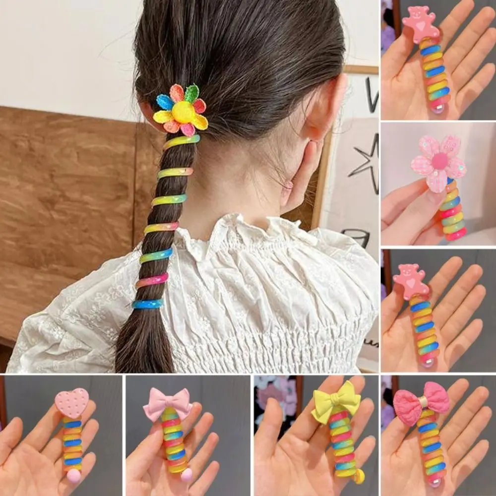 Plastic Telephone Wire Hair Bands New Hairstyle Tool Bowknot Ponytail Hair Rope Children's Hair Loop Girl