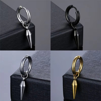 Hip Hop Punk Taper Stainless Steel Hoop Earring Trendy Simple Geometric Spike Pierced Stud Ear Jewelry Party For Women Men