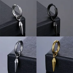 Hip Hop Punk Taper Stainless Steel Hoop Earring Trendy Simple Geometric Spike Pierced Stud Ear Jewelry Party For Women Men