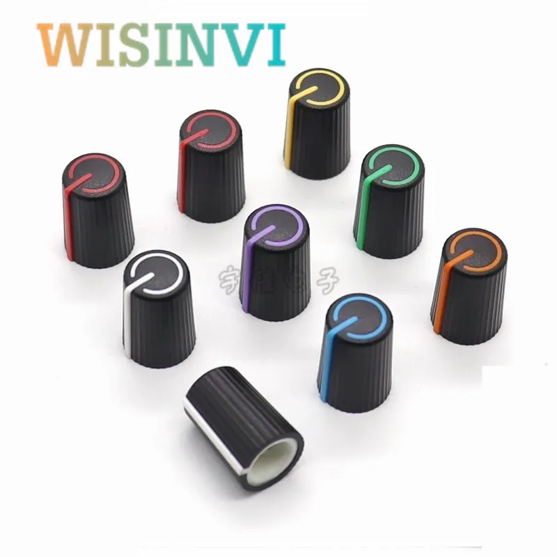 10PCS 11.5*17MM Plastic Double Color Knob Cap Potentiometer switch Sound card volume Mixer knob cap Knob D-Shaped Inner Hole 6mm