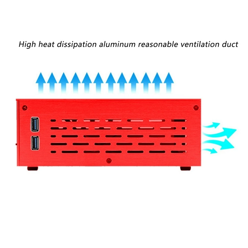 Imagem -04 - Caixa Horizontal do Computador A01 Case Htpc Itx Mini Case Controle Industrial Tampa de Vidro Vermelho