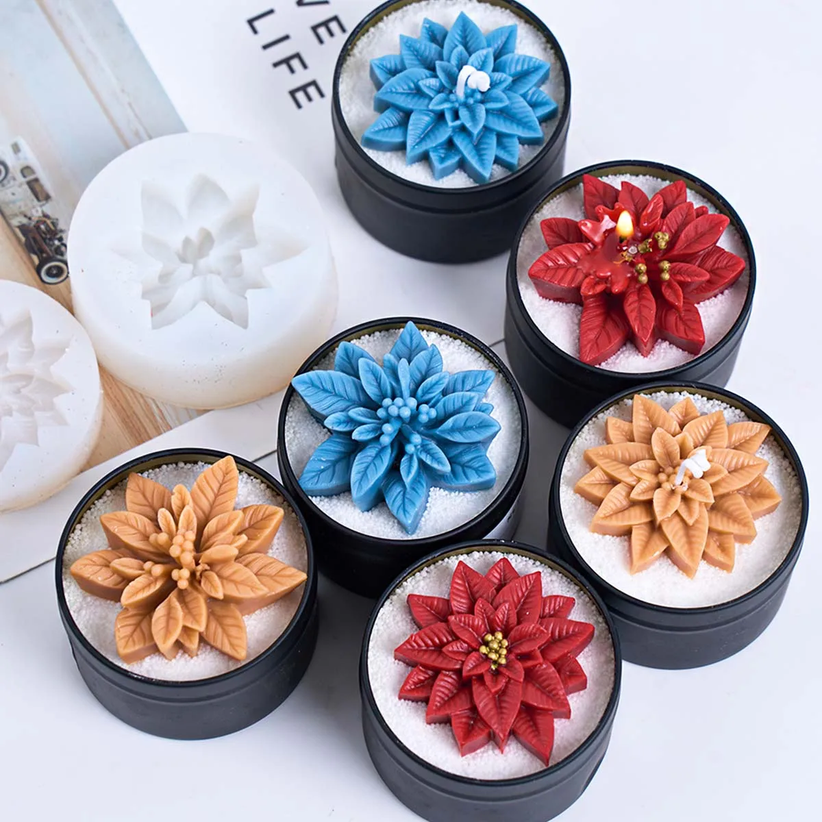 Holly Leaf Red Berry Silikon Kerzenform DIY handgemachte Seife Sojawachs Duftkerze Gips Ornamente Formen 3D Weihnachtsdekoration
