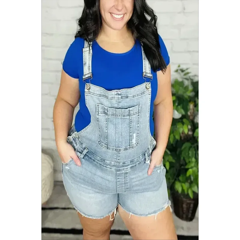 Imagem -05 - Midiross-macacão Jeans de Cintura Alta Feminino Streetwear Bonito Bolso Grande Fino Esfregando Calças Suspensas Casual Amigos Solto Geral