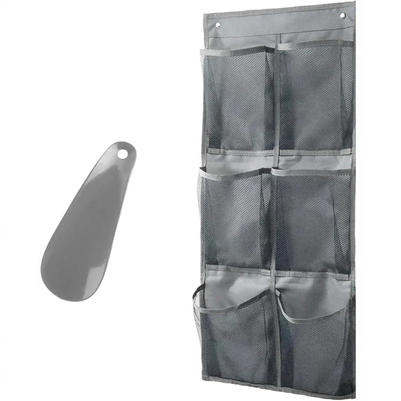 

【Over The Door Storage Bag + Shoe Horn】Foldable Hanging Organizer with Multiple Pockets, Space Saving for Bedroom, Dorm