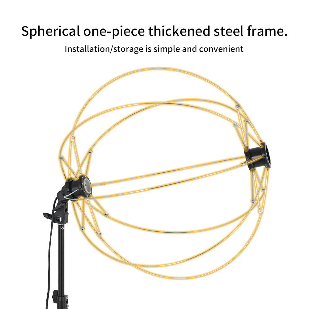 Diffusore di illuminazione Softbox a globo bianco SH da 55 cm per fotografia professionale Luce uniformemente distribuita con treppiede da studio da 2 m