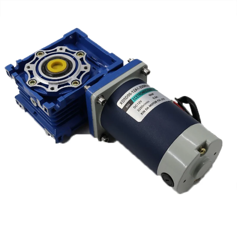 12V 24V 90W NMRV40 DC Worm Gear Motor with Dual Output Shaft RV40 Adjustable-speed CW CCW High Torque