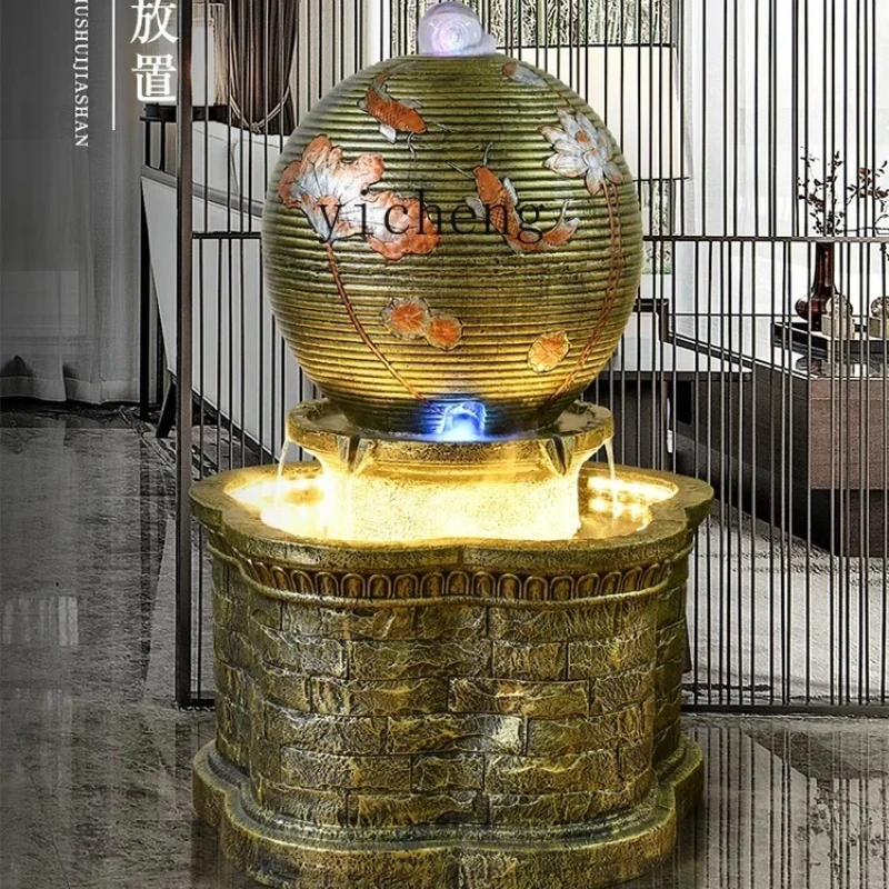D10- Feng Shui Ball Water Fountain Living Room Office Floor Standing Circulating Water Humidifier Decoration