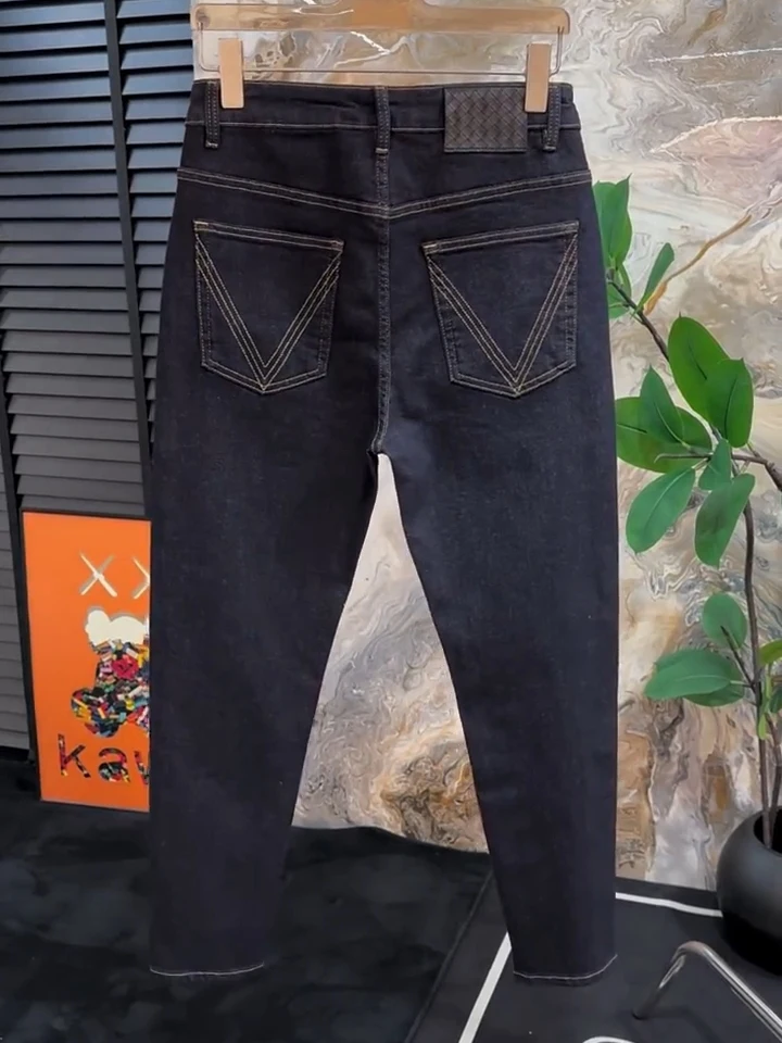 

New Spring Men's Premium Quali Cool Busin Casual Slim Fit Jeans Versatile Sli mid Waist Waed Denim Stand Edition