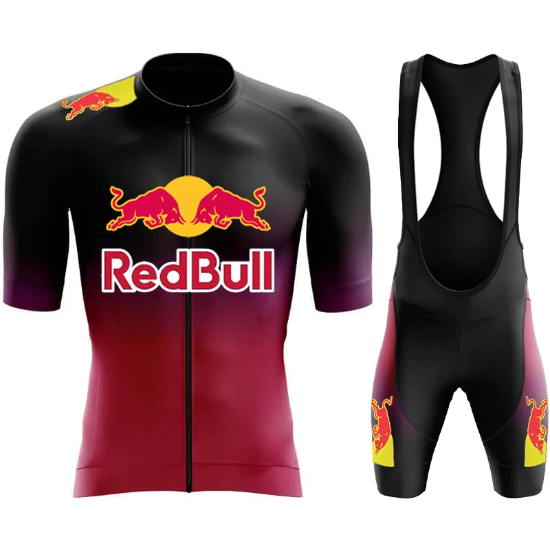 RedBull الدراجات جيرسي مجموعة دراجة الرجال الدراجات الملابس الصيف قصيرة الأكمام الجبلية دراجة دعوى دراجة دراجة الملابس Ropa Ciclismo Hombre