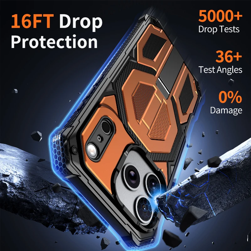 For Magsafe Wireless Charging Magnetic Car Bracket Armored Phone Case For iPhone 17 Pro Max 15 13 12 14 16 Pro Max Bmper Cover view 2
