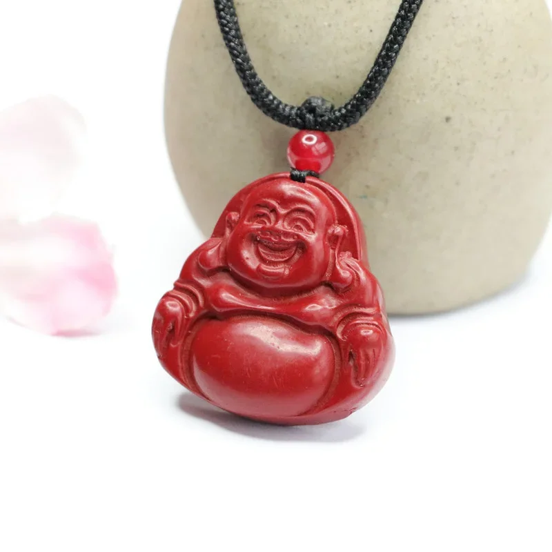 Ciondolo cinabro naturale genuino viola oro sabbia Buddha collana ciondolo gioielli da uomo e da donna gioielleria raffinata