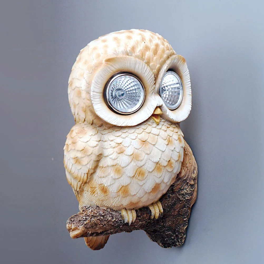 

2 pcs Light Decor Resin Owl Statue Solar Lamp Garden Lamp Outdoor Led Ornament Yard Night Light Solar Powered Decoration