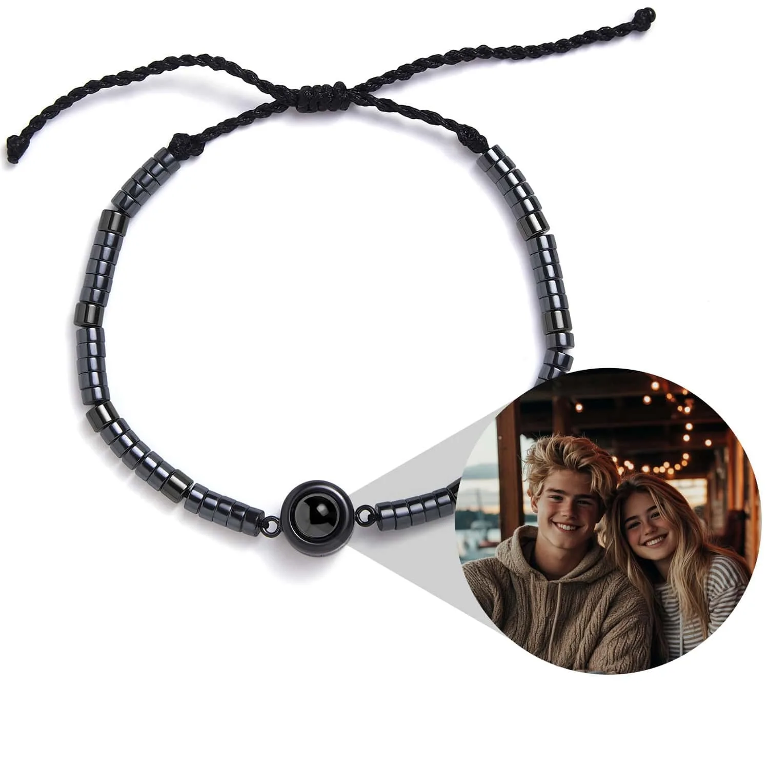 

Personalized Beaded Photo Bracelet Custom Projection Photo Bracelet Couples Bracelets Valentine's Day Gift for Men