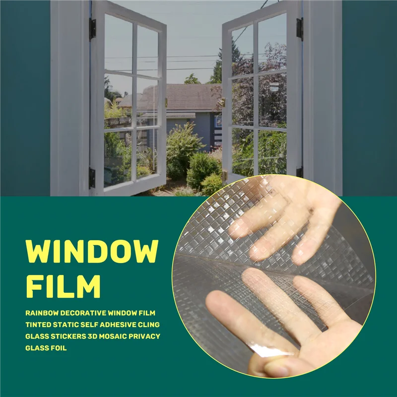 【Venda relâmpago】 Filme decorativo para janela arco-íris, colorido, estático, autoadesivo, adesivos de vidro, mosaico 3d, folha de vidro de privacidade