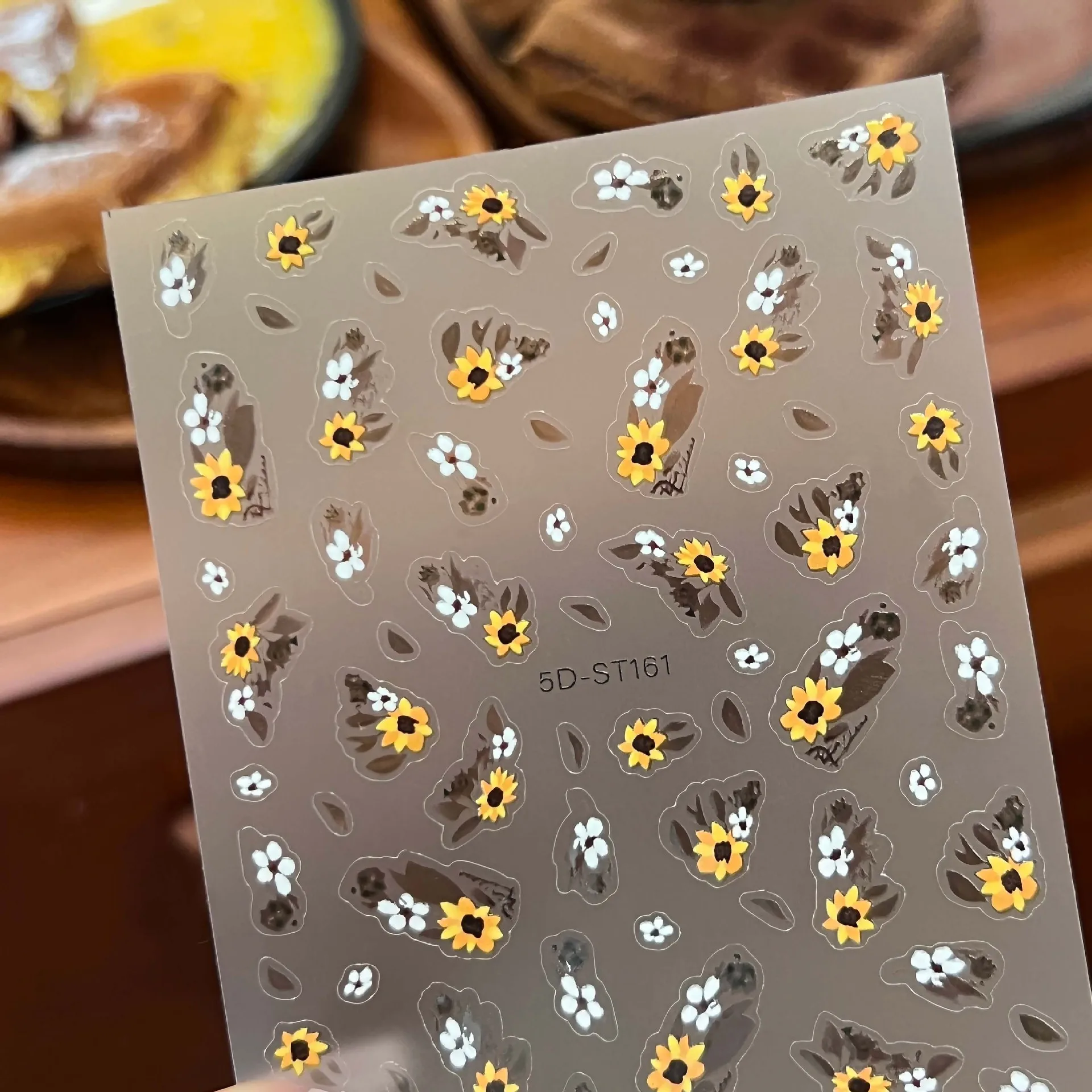 Adesivos estilo ins em relevo de girassol 3D/5D – decalques florais para unhas, telefone, câmera, maquiagem e álbum de recortes