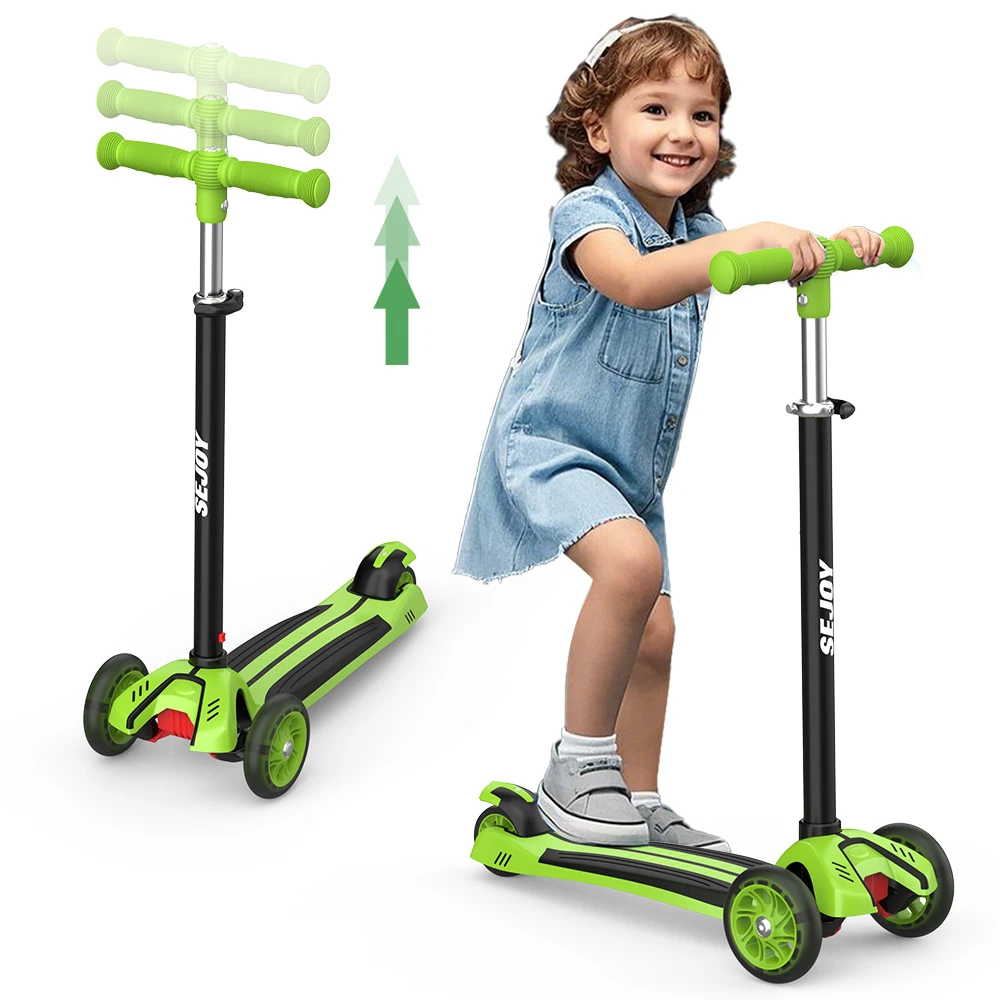 Sejoy crianças scooter para crianças bebê assento dobrável fora da bicicleta brinquedo scooter com altura ajustável/guiador criança kick