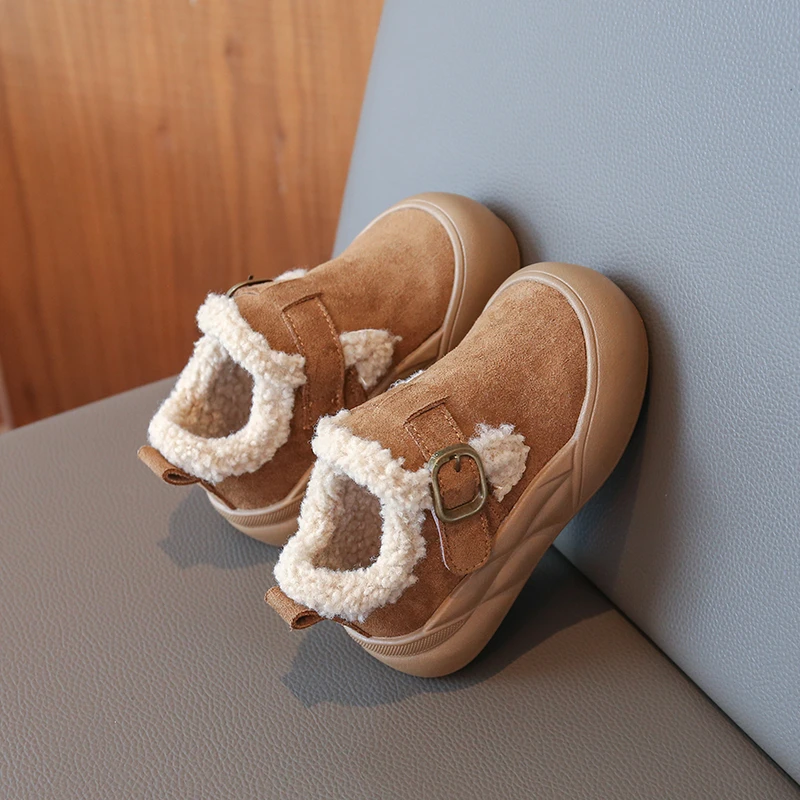 الشتاء الأطفال داخلي أحذية قطنية دافئة 2026 الفتيات سميكة سوليد لينة أفخم أحذية المنزل المشي اليومي أفخم الأحذية