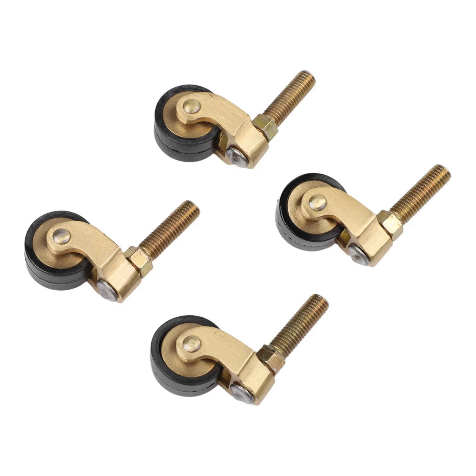 Swivel Brass Casters 4 Piece Set for Furniture Mobility Including Sofas Tables and Shelving Units with 360 Degree Rotation