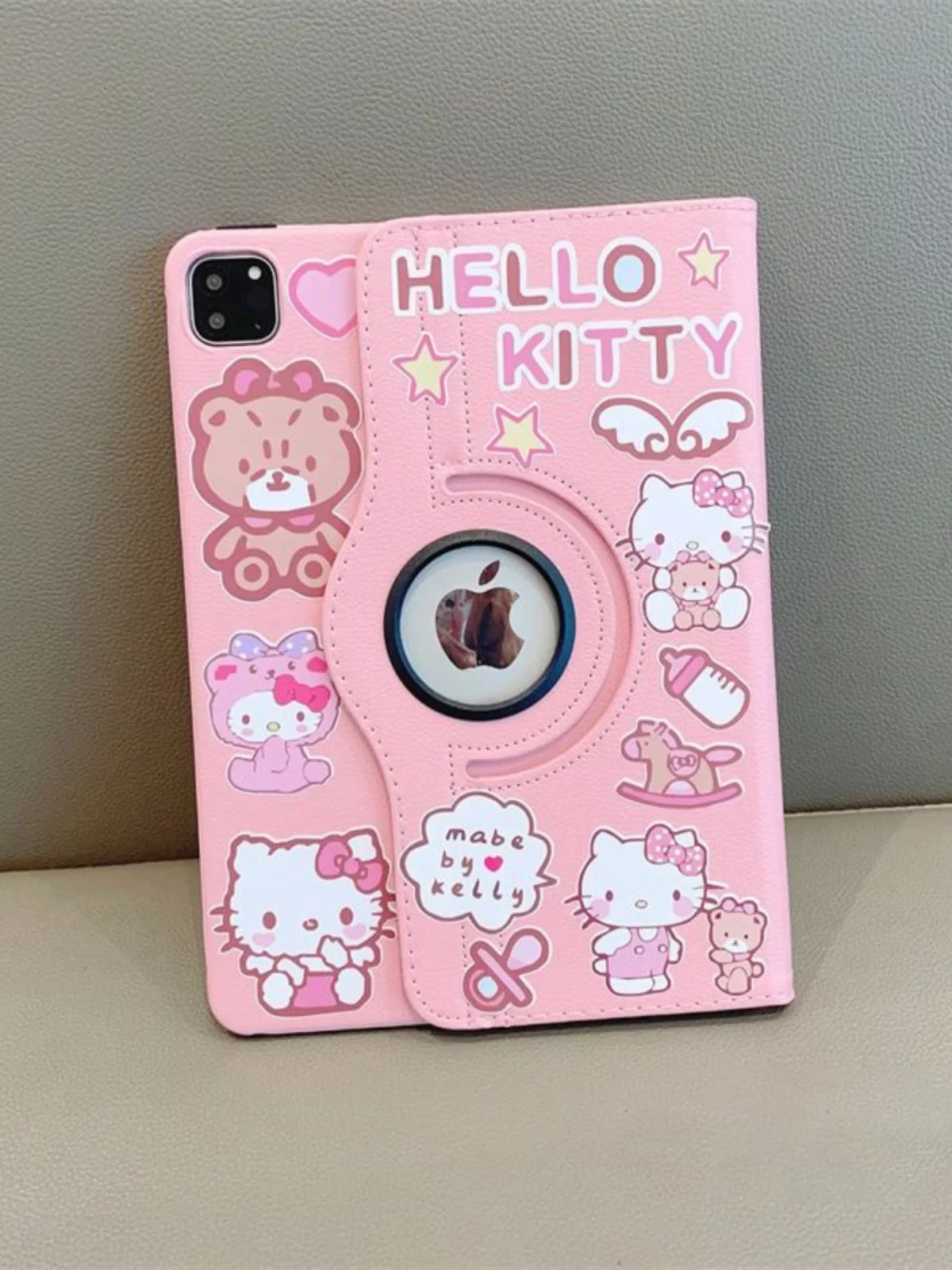 Sanrio Anime Hello Kitty Ipad Case Pro 11 8.6 12.9 Inch Air 1 2 3 Kawaii Cartoon 360Rotate Fold Protect Shell Girl Gift Toy Case