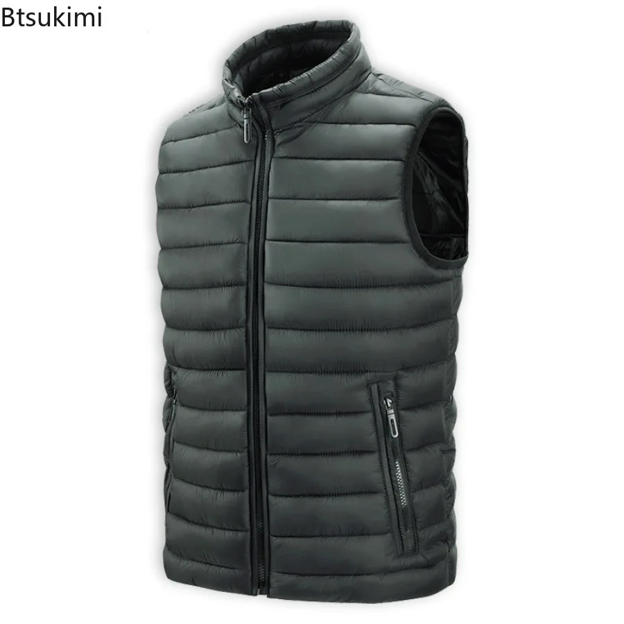 

Autumn and Winter Casual Vest Men's Slim Fit Stand Collar Stock Zipper Digging Bag Pork Rib Jacket Lightweight Cotton Jackets