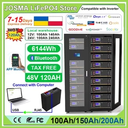 LiFePo4リチウム電池,6kwh,6000サイクル,16s,100a,rs485,缶,bms,51.2v,100ah,150ah,200ah,300ah,eu,ua 48v,120ah免税