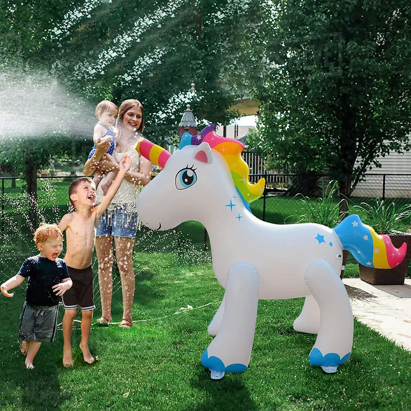 

water play inflatable sprinkling unicorn outdoor splash water play toys sprinkling horse