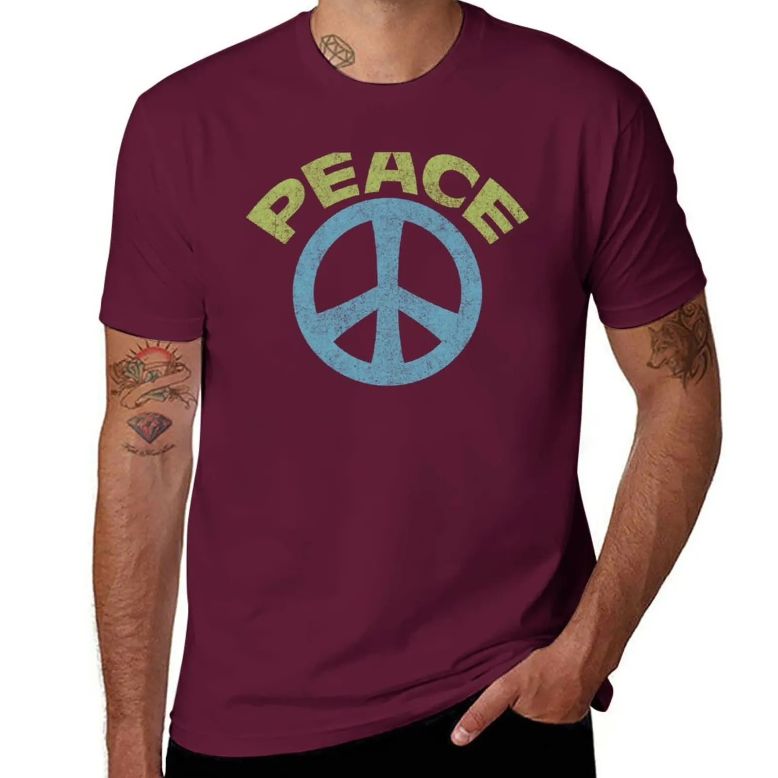 

New Peace (Sign) T-Shirt Short sleeve tee boys t shirts Blouse t shirt man mens plain t shirts