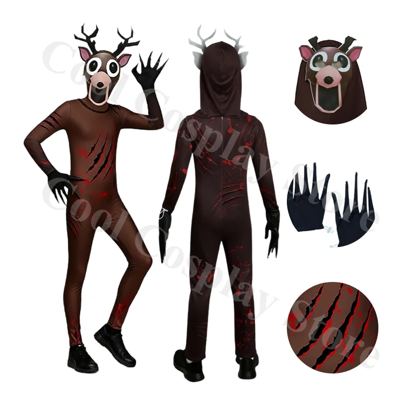 Juego de terror, conjunto de Halloween, disfraz de juego de rol de ciervo del bosque nocturno 99, mono de Reno para fiesta de Navidad, monstruo de ciervo nocturno