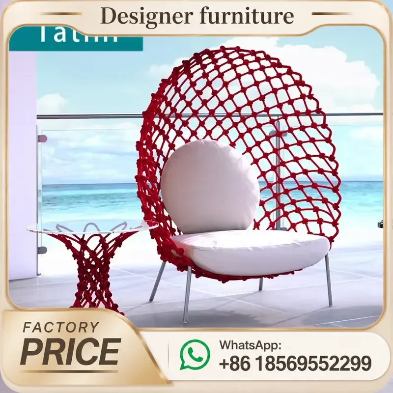 Outdoor Aluminum Alloy Rope Weaving Sofa Chair For Patio Villa Garden Hotel Resorts Leisure Metal Furniture